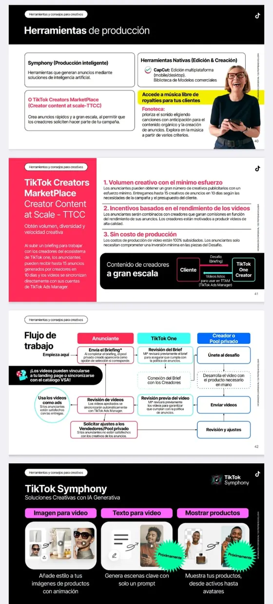 Páginas de herramientas de producción creativa de la guía de TikTok