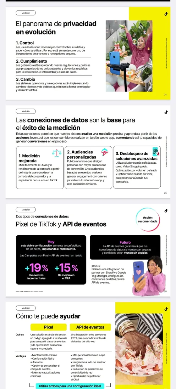 Páginas de medición con píxel de TikTok y API de eventos de la guía oficial